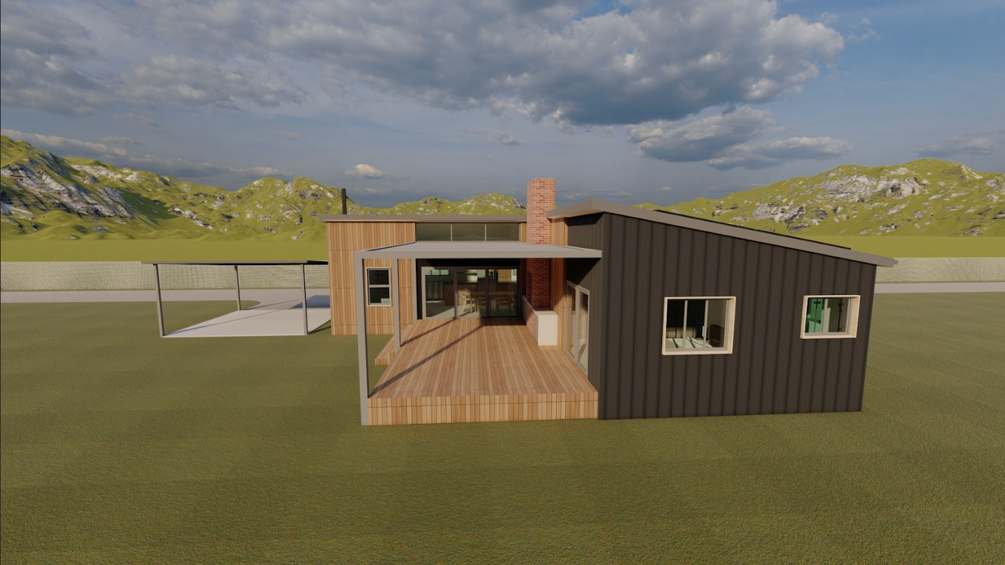 Off-Grid Living - Side exterior view of the sustainable home